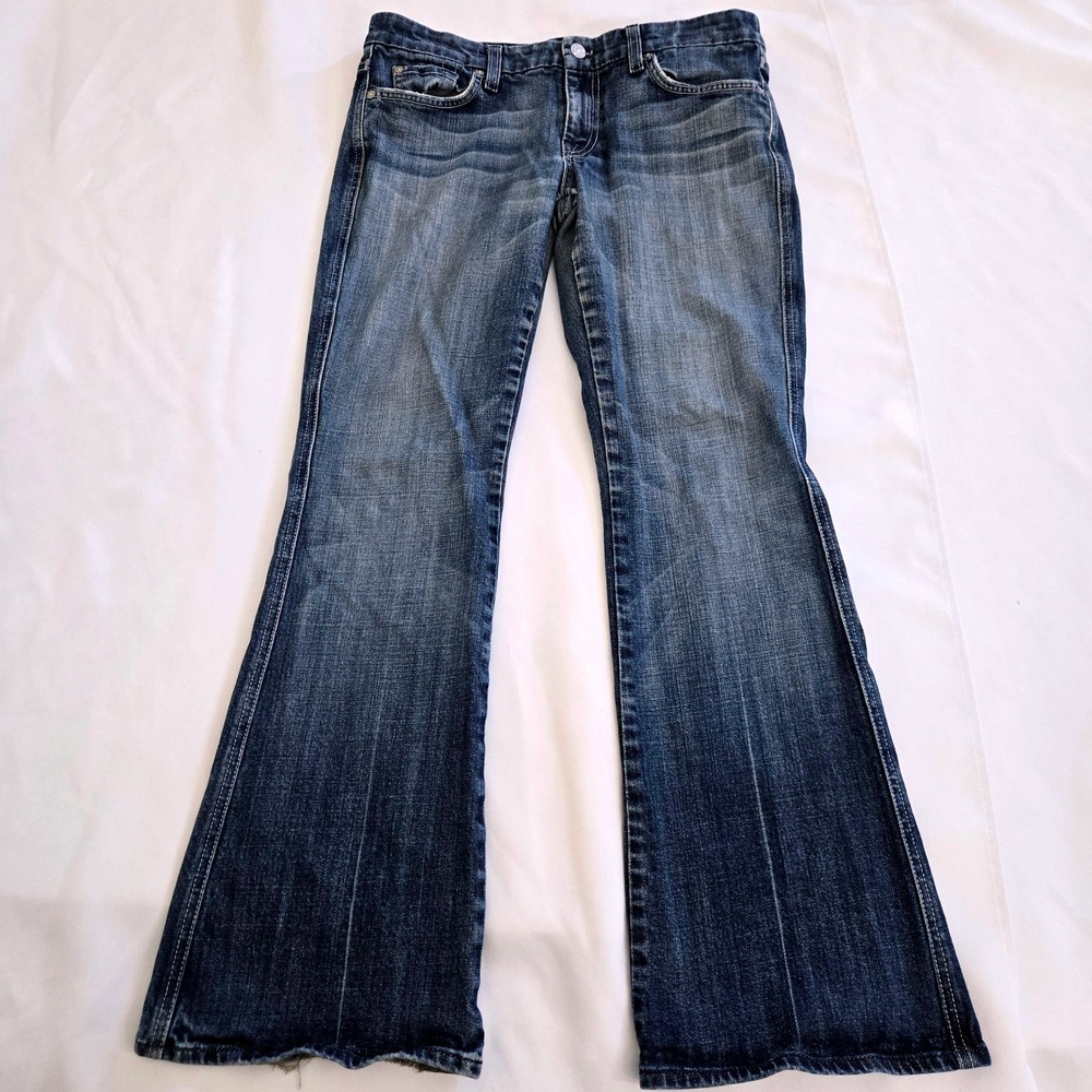 7 For‎ All Mankind A Pocket Flare Leg Jeans Womens Size 30 Dark Wash Denim Y2K